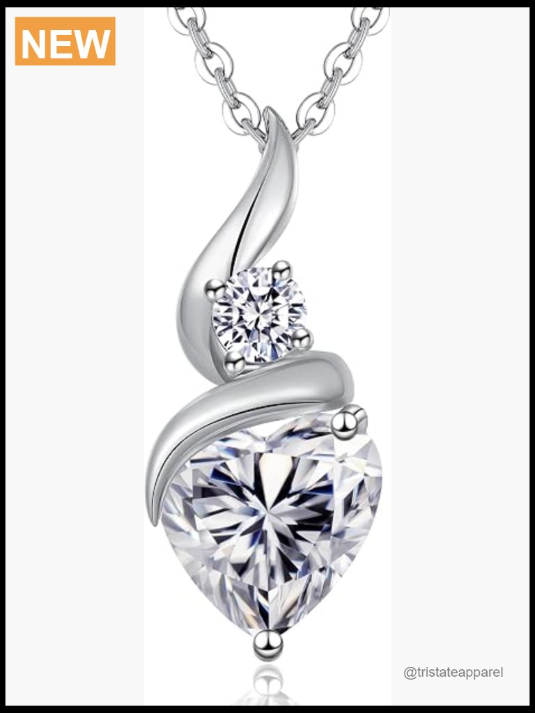Heart Moissanite Pendant Necklace 18in With Birthstone Gift For Women